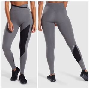 Gymshark Asymmetric Leggings Smokey Gray/Black Size XS